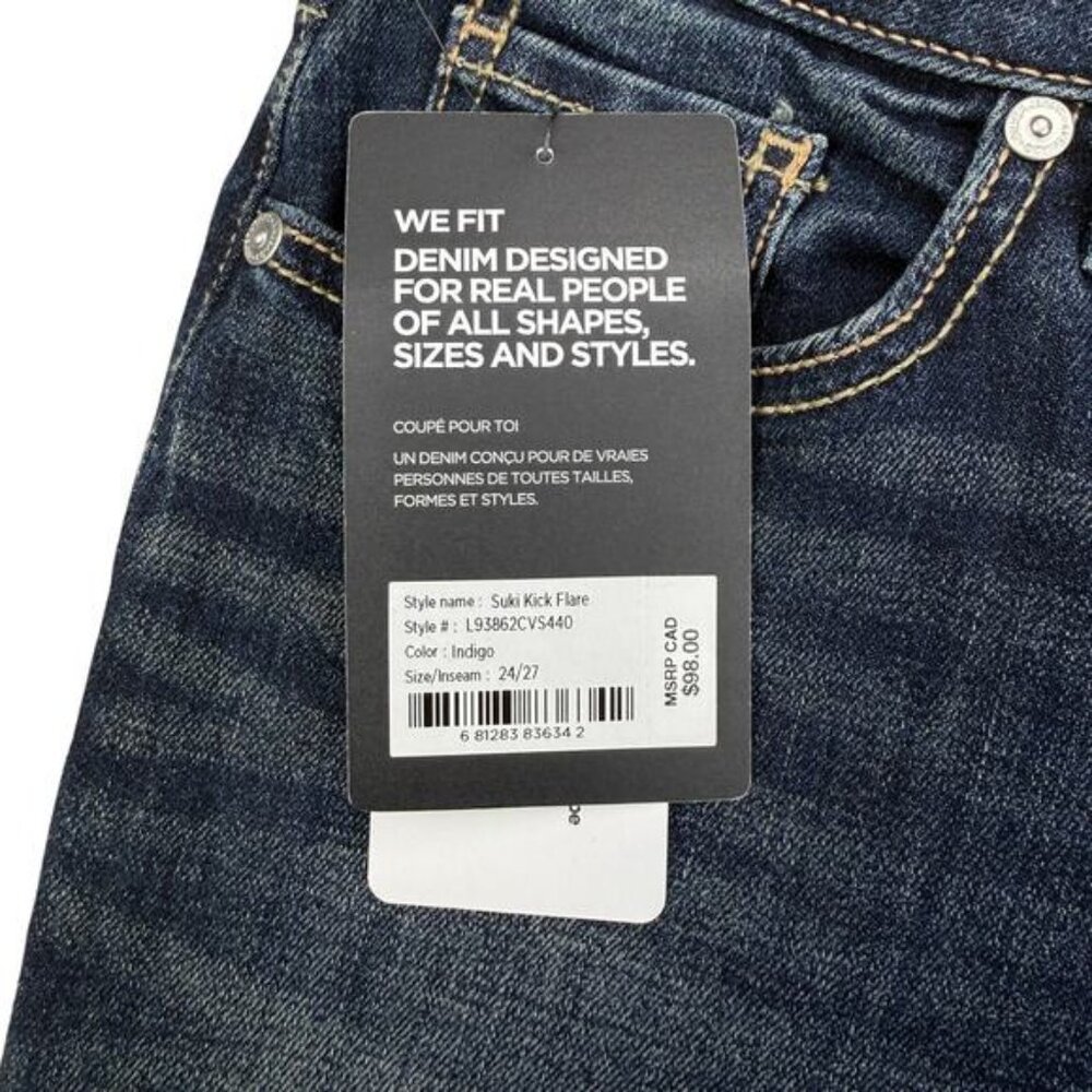 NWT SILVER JEANS Suki Curvy Fit Mid Rise Kick Flare Jean Size 24 Indigo - Picture 5 of 8